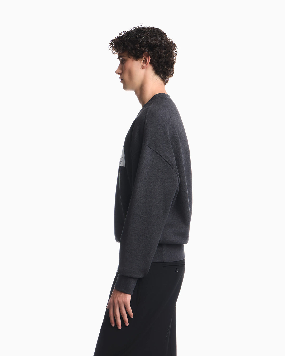 French terry jersey sweatshirt with emporio armani district patch