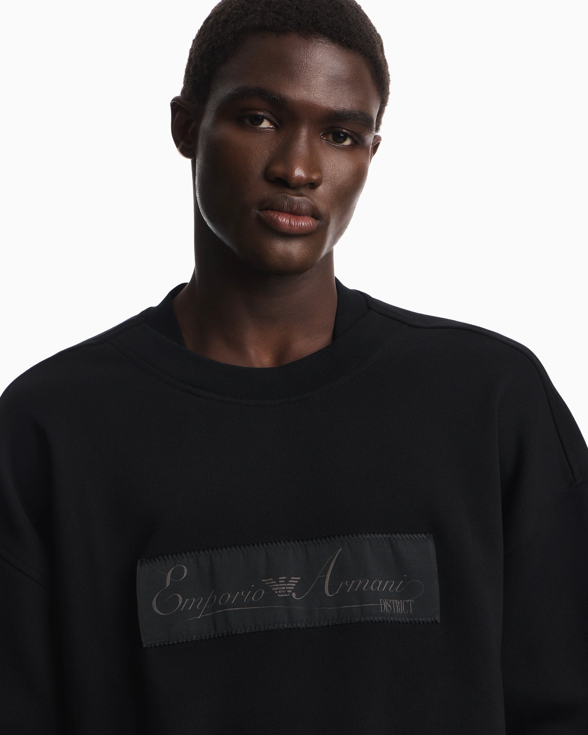 French terry jersey sweatshirt with emporio armani district patch