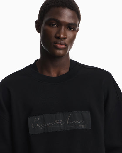 French terry jersey sweatshirt with emporio armani district patch