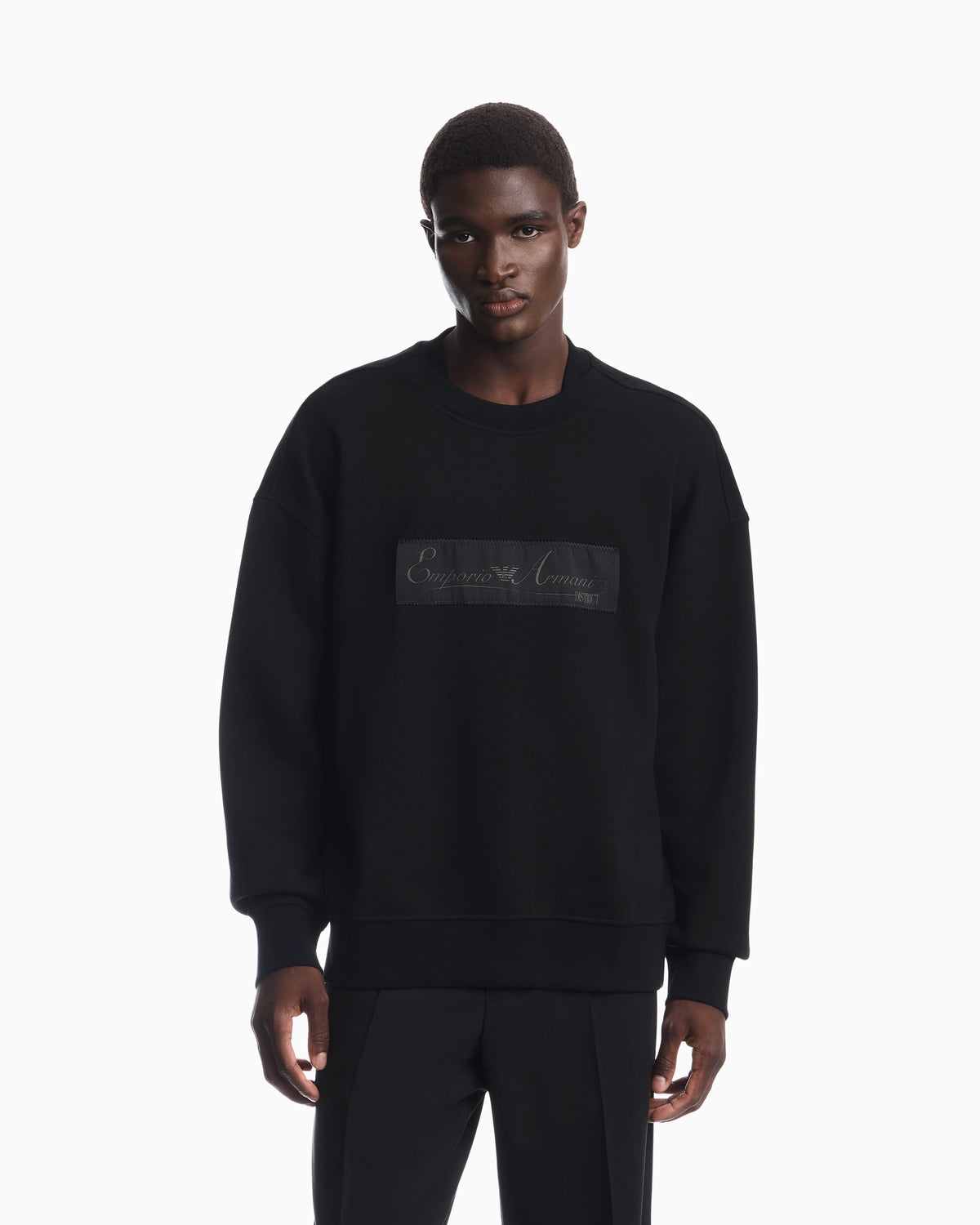 French terry jersey sweatshirt with emporio armani district patch
