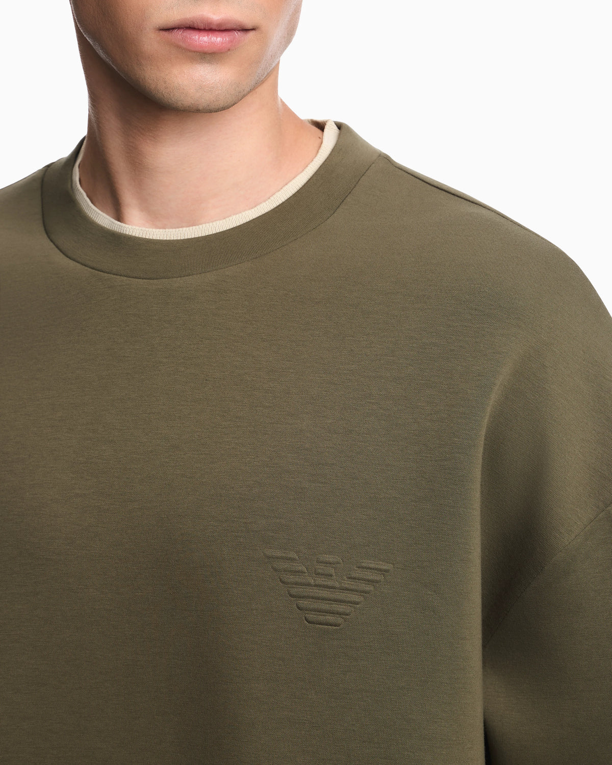 Double jersey sweatshirt with eagle embroidery