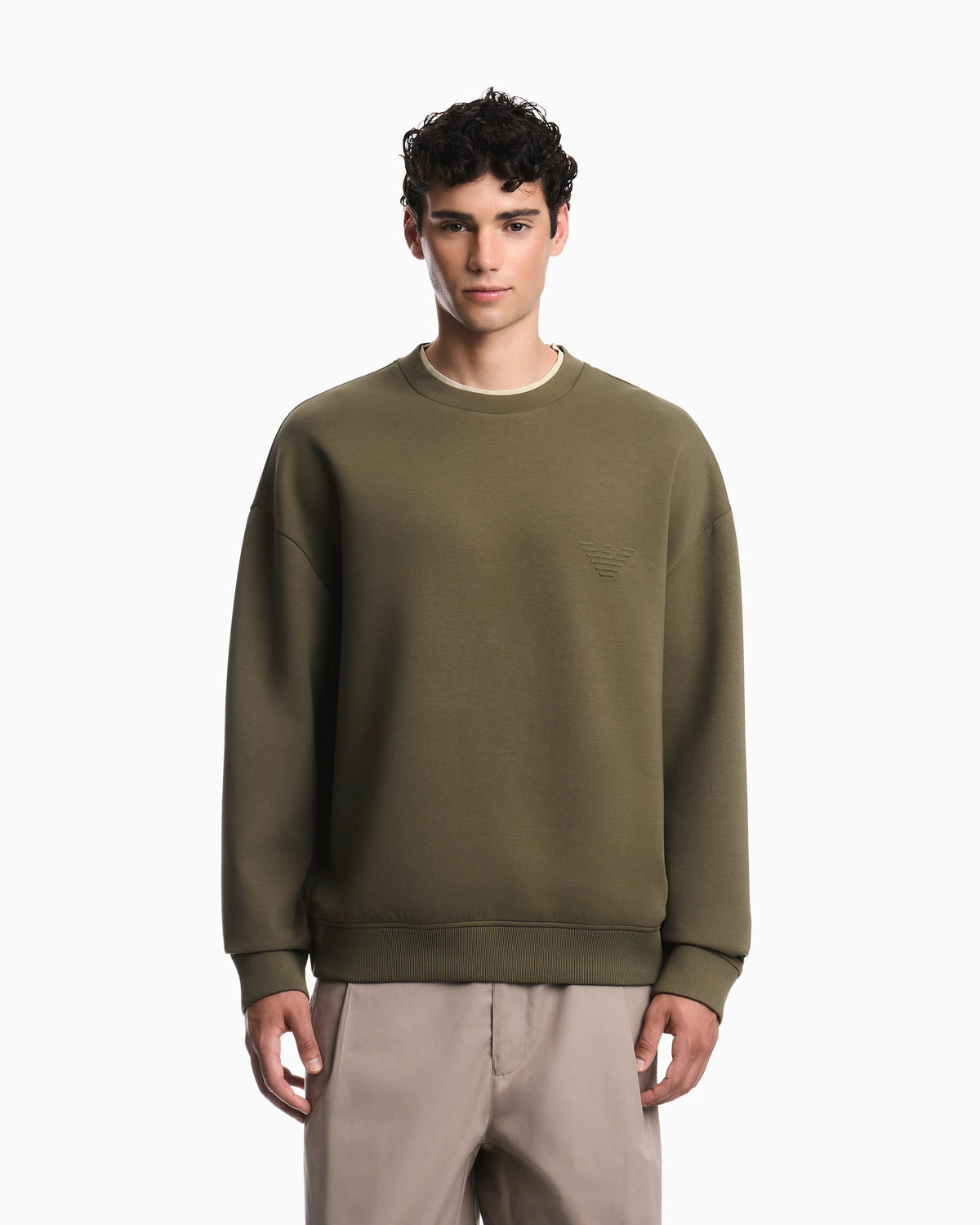 Double jersey sweatshirt with eagle embroidery