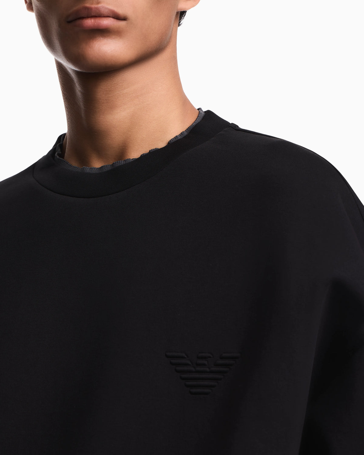 Double jersey sweatshirt with eagle embroidery