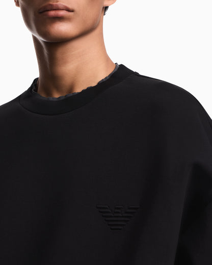 Double jersey sweatshirt with eagle embroidery