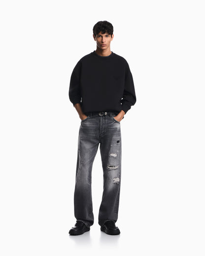 Double jersey sweatshirt with eagle embroidery