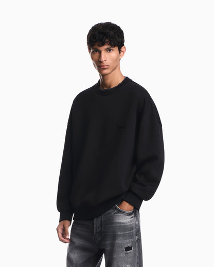 Double jersey sweatshirt with eagle embroidery