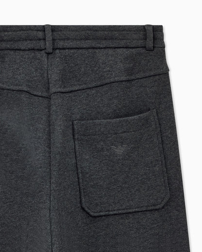 Trousers straight leg in French terry cotton with flat front