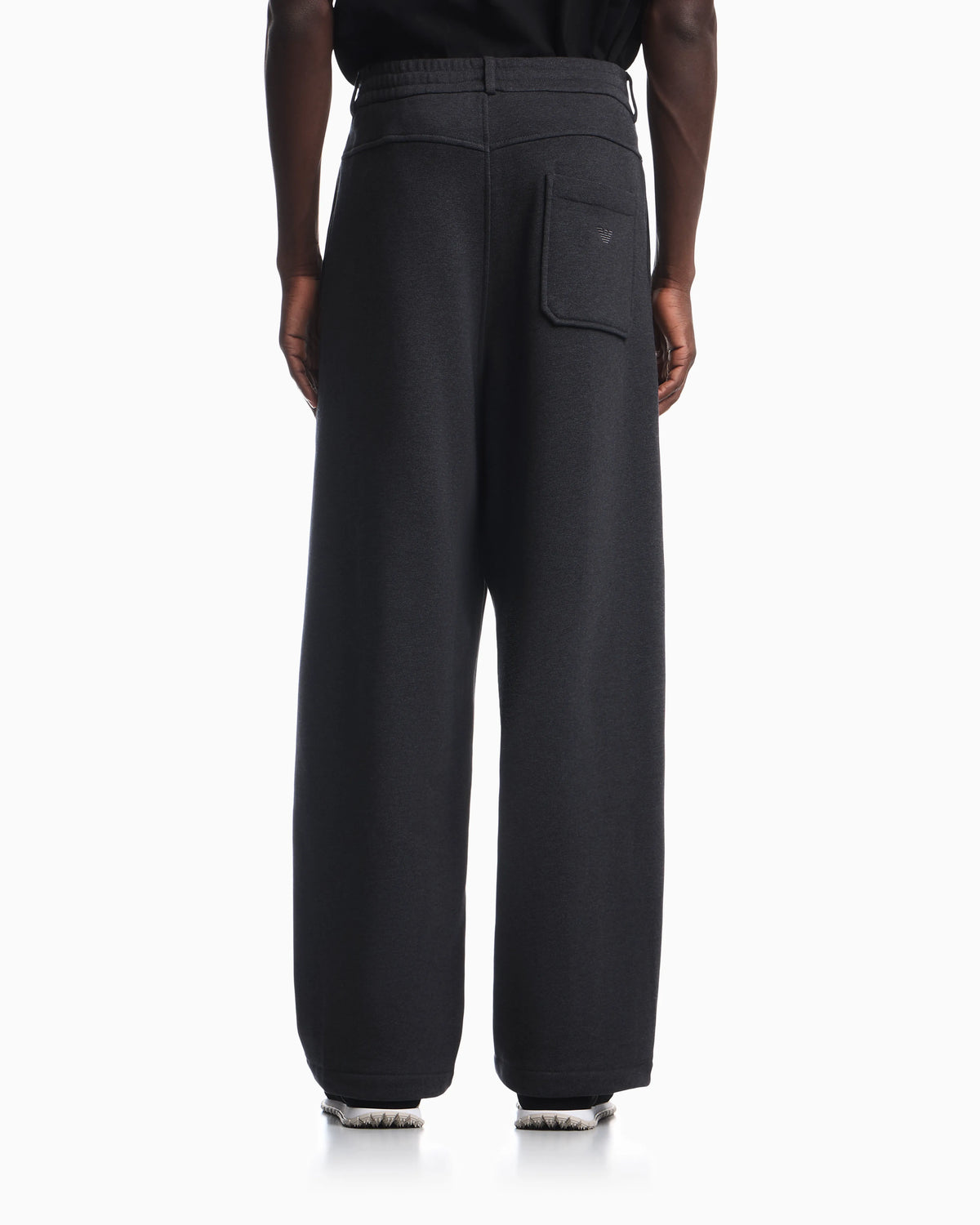 Trousers straight leg in French terry cotton with flat front