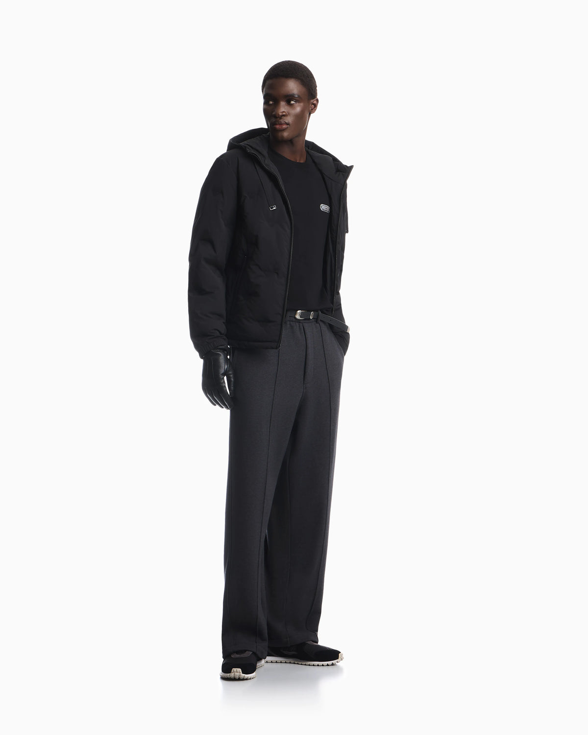 Trousers straight leg in French terry cotton with flat front