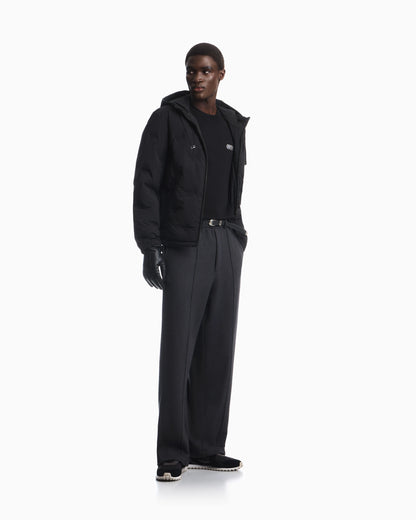 Trousers straight leg in French terry cotton with flat front