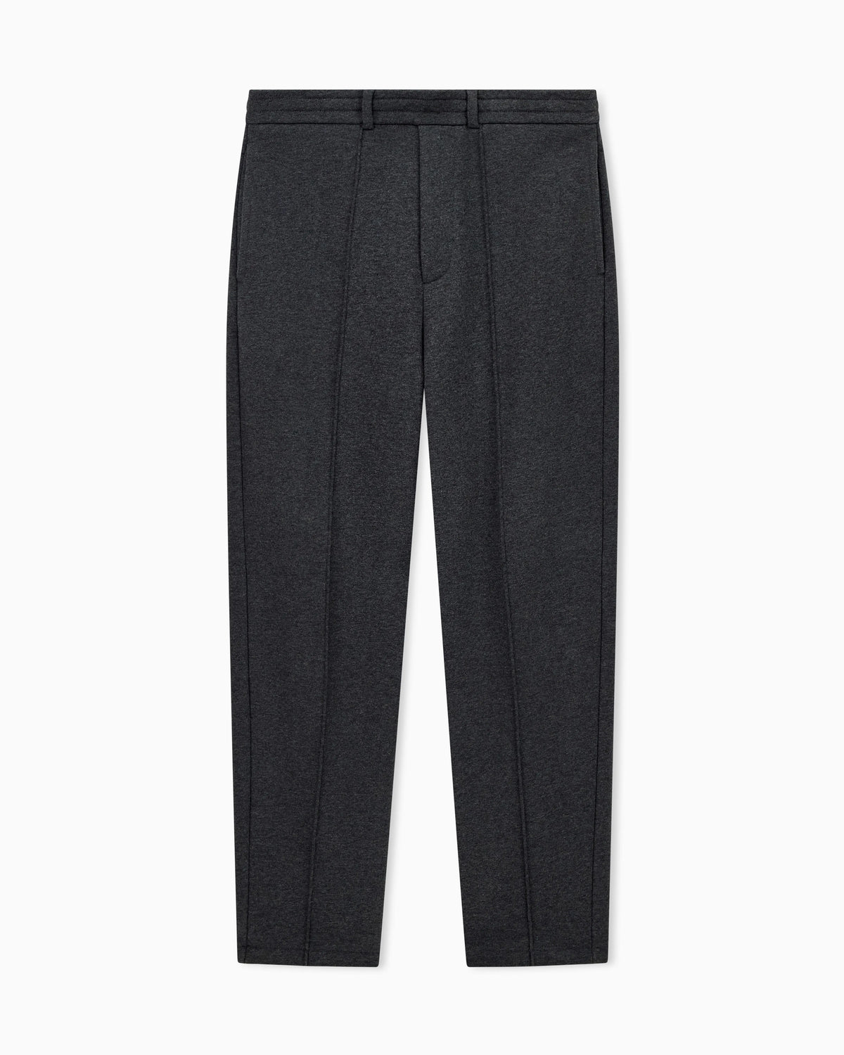 Trousers straight leg in French terry cotton with flat front