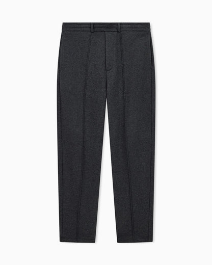 Trousers straight leg in French terry cotton with flat front