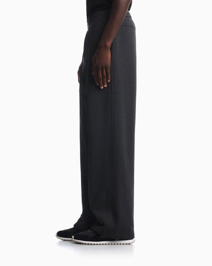 Trousers straight leg in French terry cotton with flat front