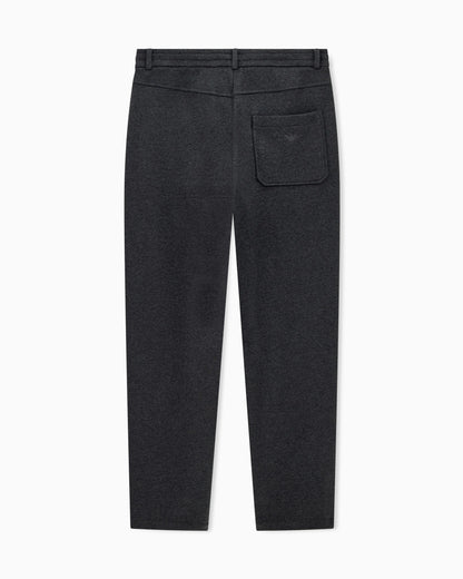 Trousers straight leg in French terry cotton with flat front