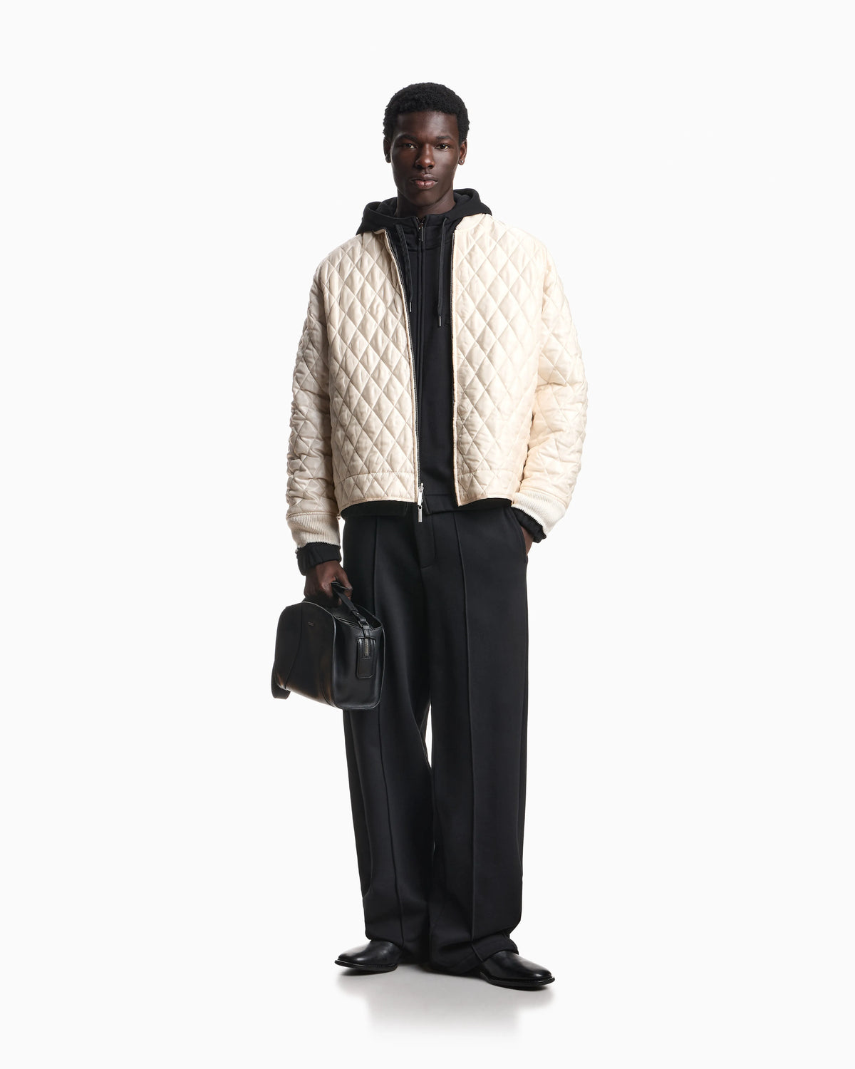 Trousers straight leg in French terry cotton with flat front