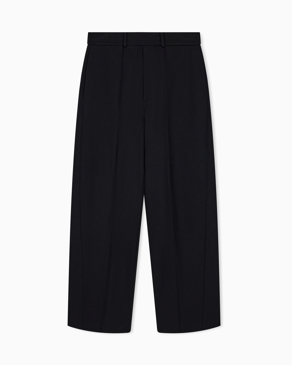 Trousers straight leg in French terry cotton with flat front