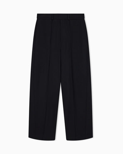 Trousers straight leg in French terry cotton with flat front