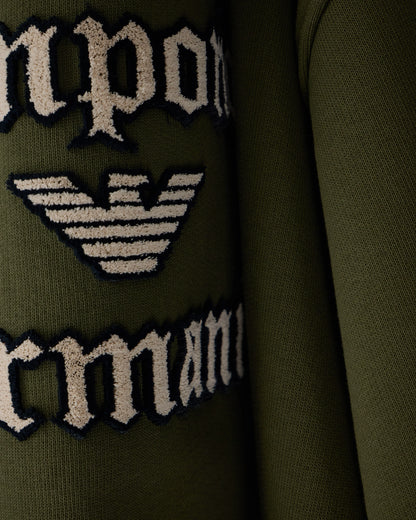 French terry jersey hoodie with soft touch logo embroidery