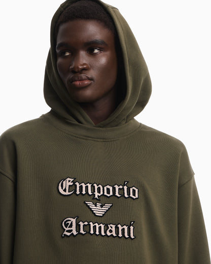 French terry jersey hoodie with soft touch logo embroidery