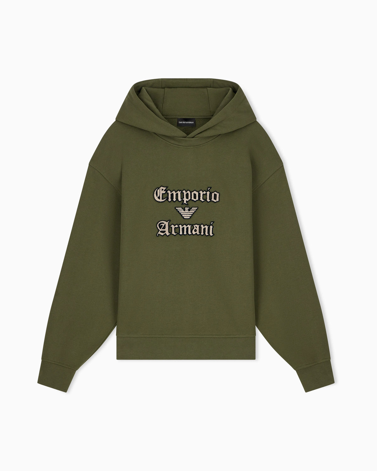 French terry jersey hoodie with soft touch logo embroidery