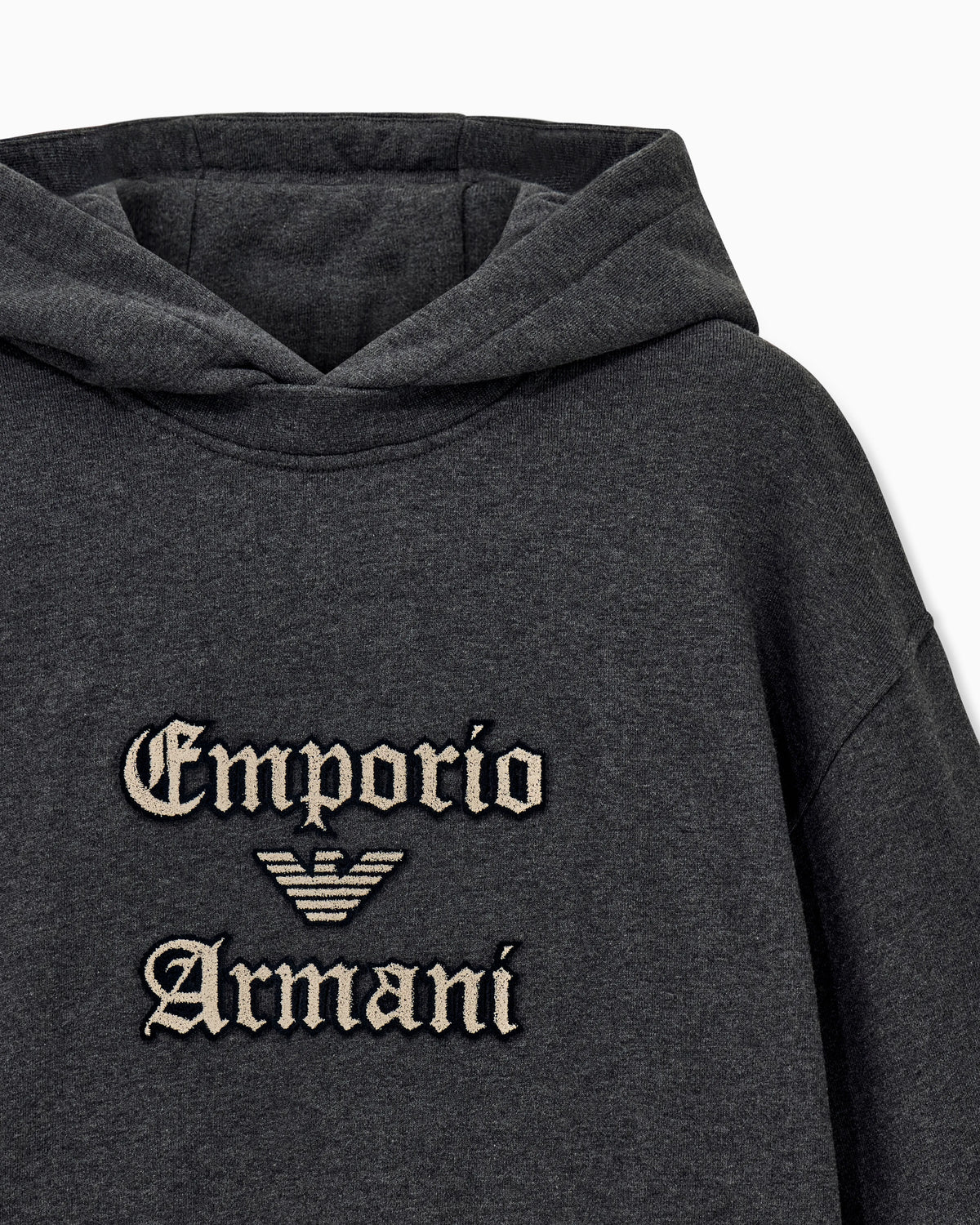French terry jersey hoodie with soft touch logo embroidery