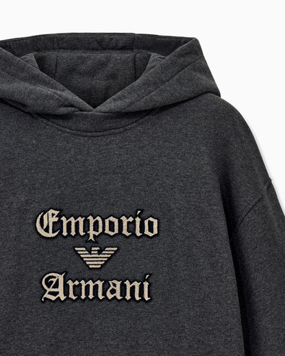 French terry jersey hoodie with soft touch logo embroidery