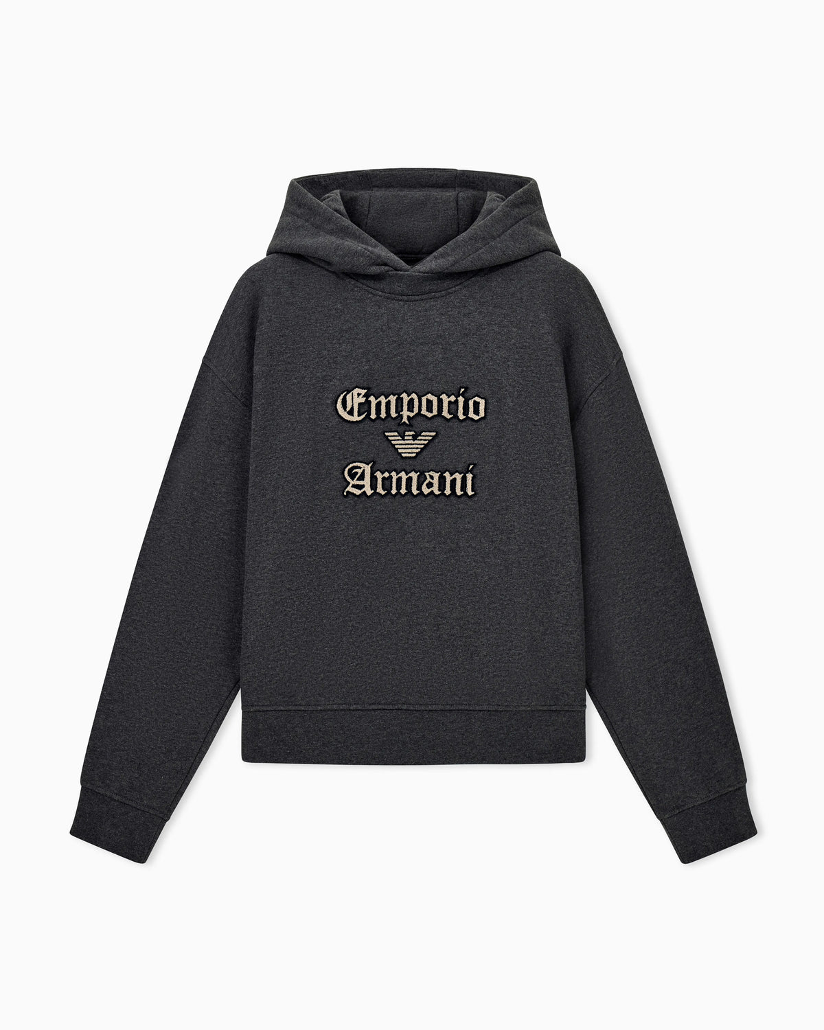 French terry jersey hoodie with soft touch logo embroidery