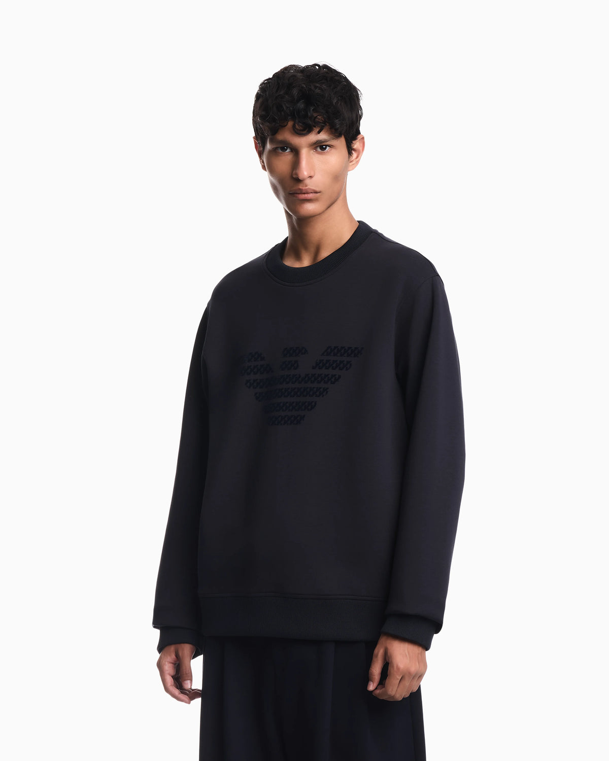 Double jersey sweatshirt with large flocked logo