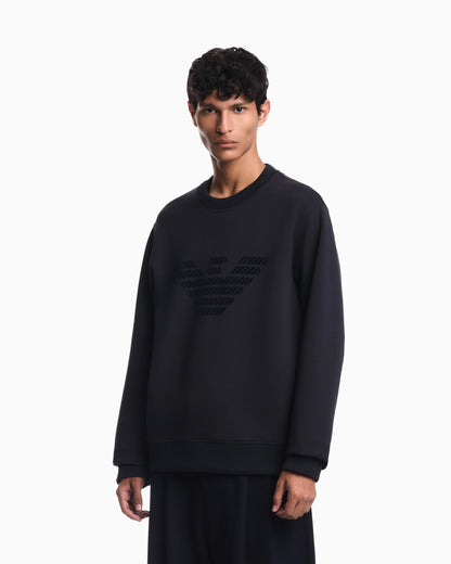 Double jersey sweatshirt with large flocked logo