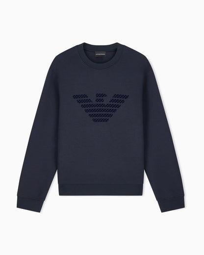 Double jersey sweatshirt with large flocked logo