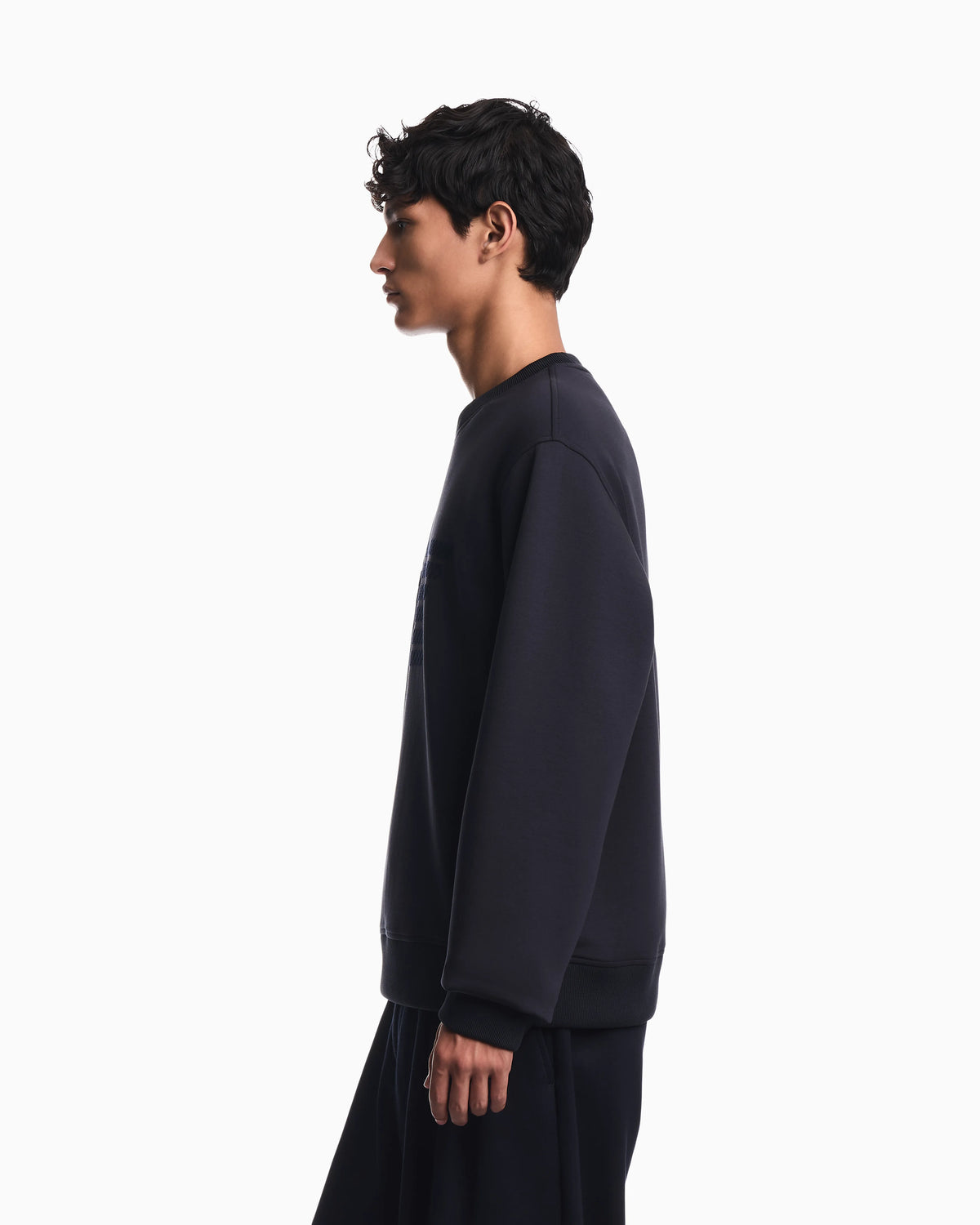 Double jersey sweatshirt with large flocked logo