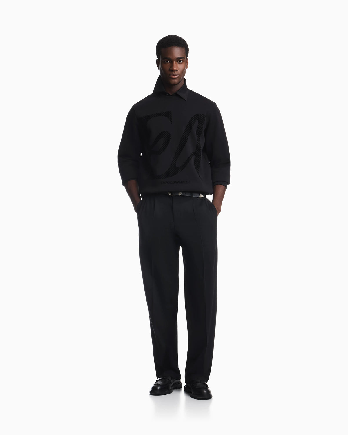 Double jersey sweatshirt with large flocked logo