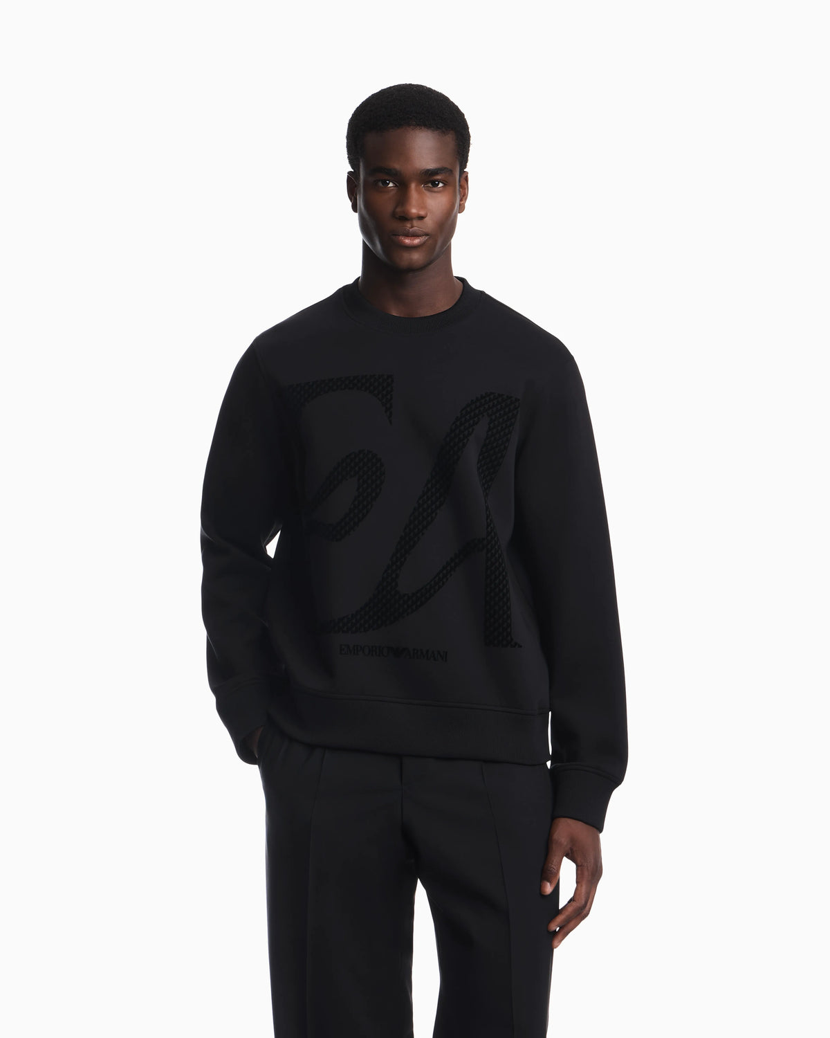 Double jersey sweatshirt with large flocked logo