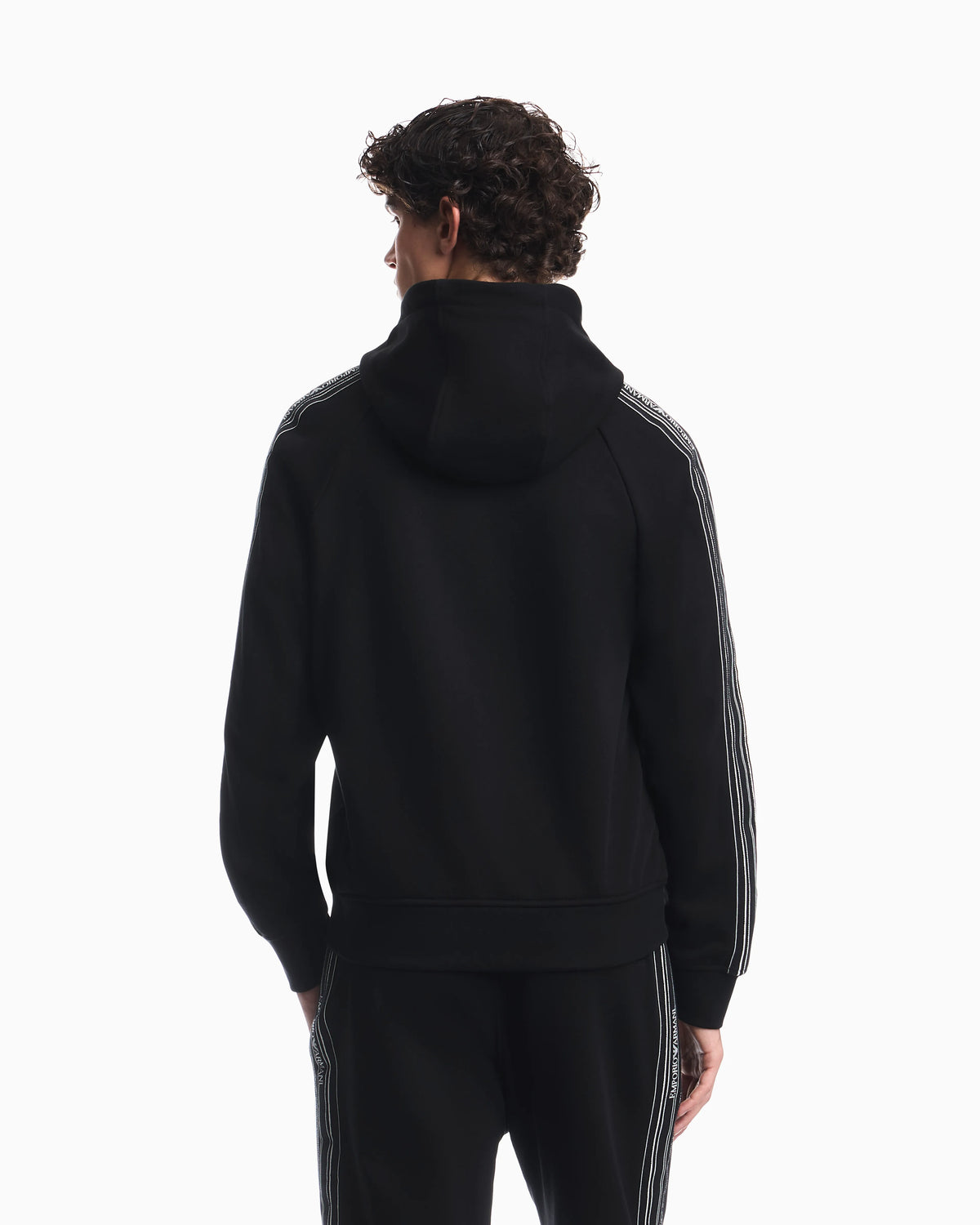 Hooded zip sweatshirt with french terry jersey stripes