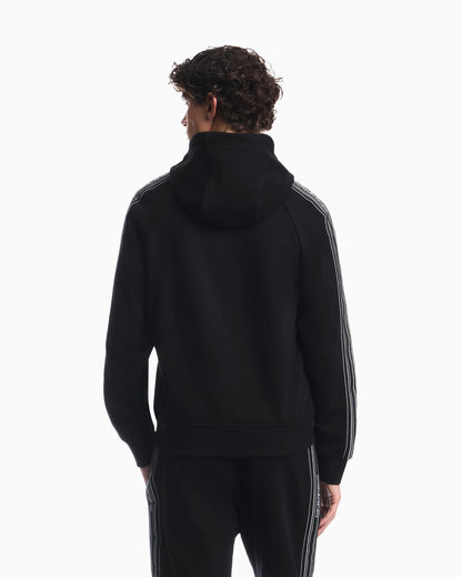 Hooded zip sweatshirt with french terry jersey stripes