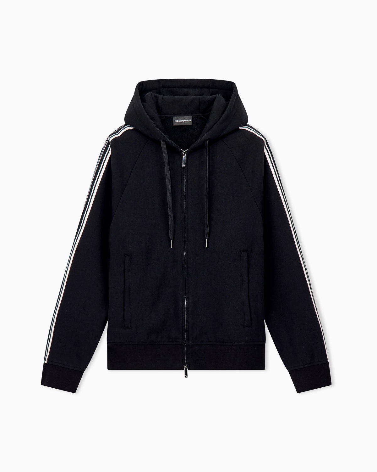 Hooded zip sweatshirt with french terry jersey stripes
