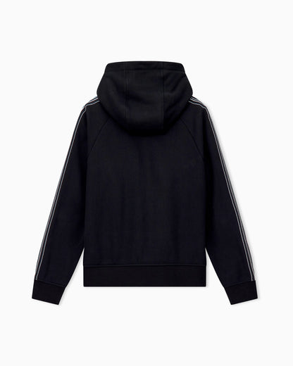 Hooded zip sweatshirt with french terry jersey stripes