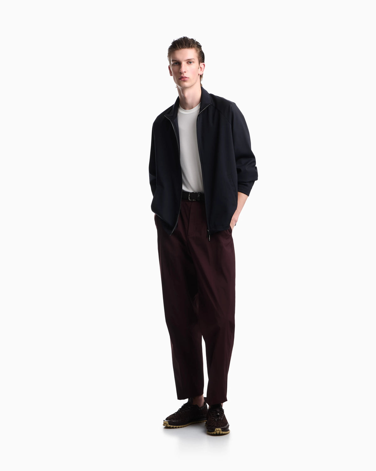 Full-zip sweatshirt in lyocell blend interlock jersey