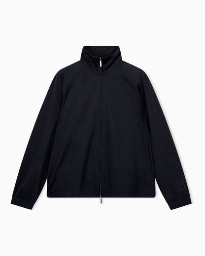 Full-zip sweatshirt in lyocell blend interlock jersey