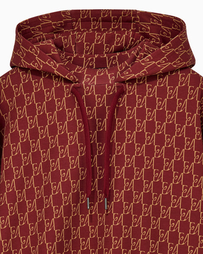 Double jersey hoodie with all-over logo print