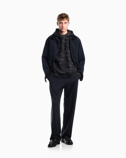 Double jersey hoodie with all-over logo print