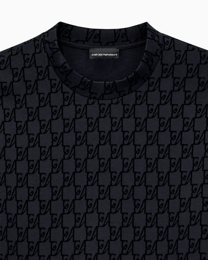 Double jersey sweatshirt with all-over logo print