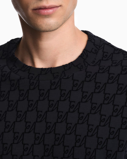 Double jersey sweatshirt with all-over logo print
