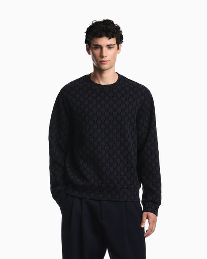 Double jersey sweatshirt with all-over logo print