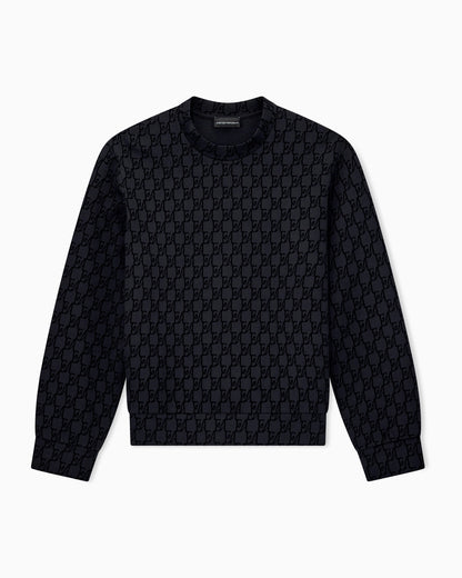 Double jersey sweatshirt with all-over logo print