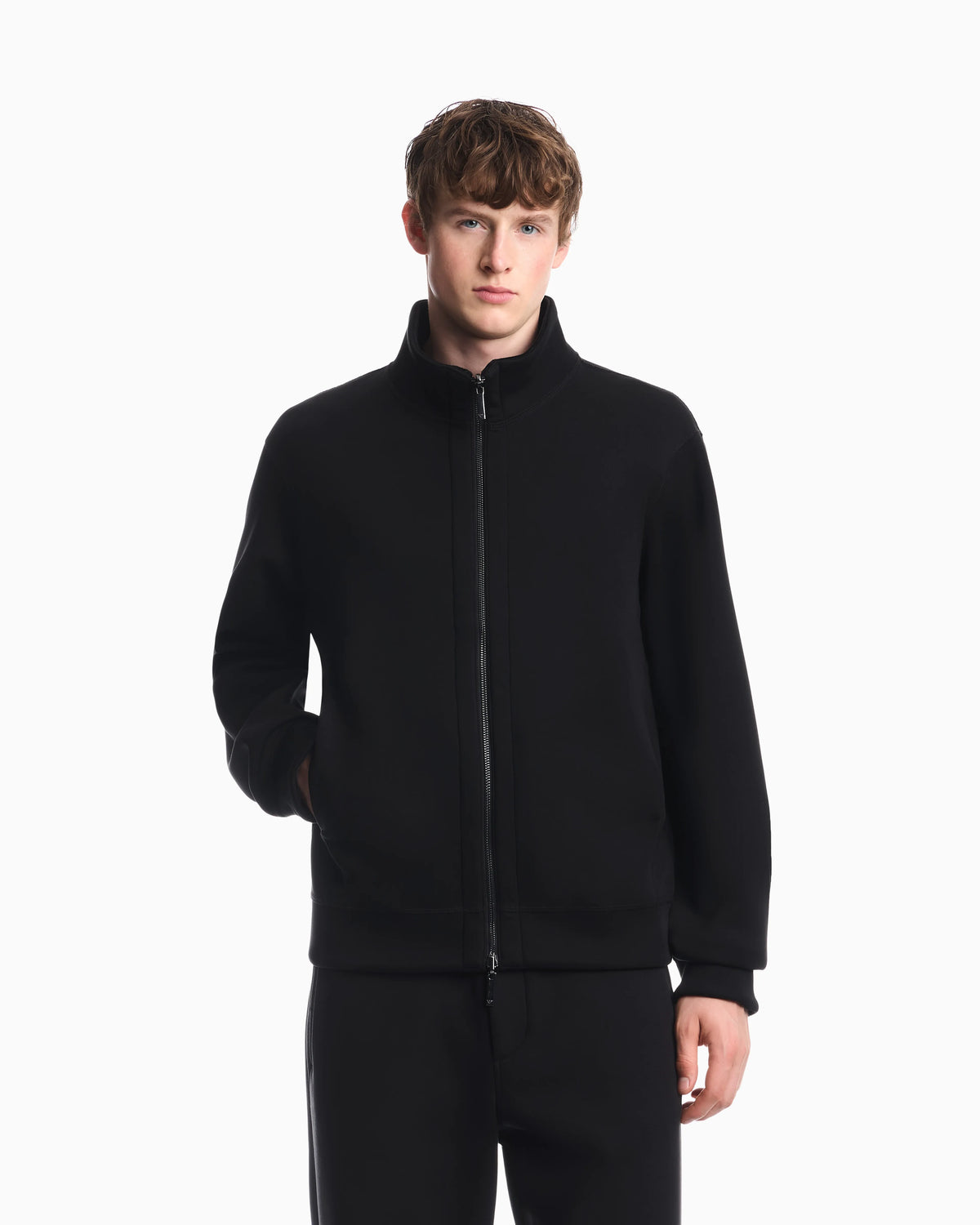 Full zip lyocell chenille sweatshirt