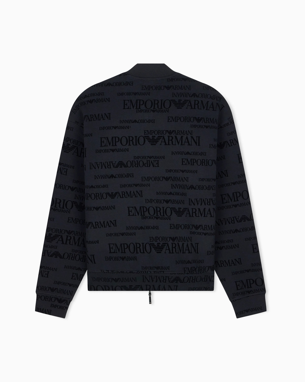 Zip-up sweatshirt in double jersey with all-over flocked logo