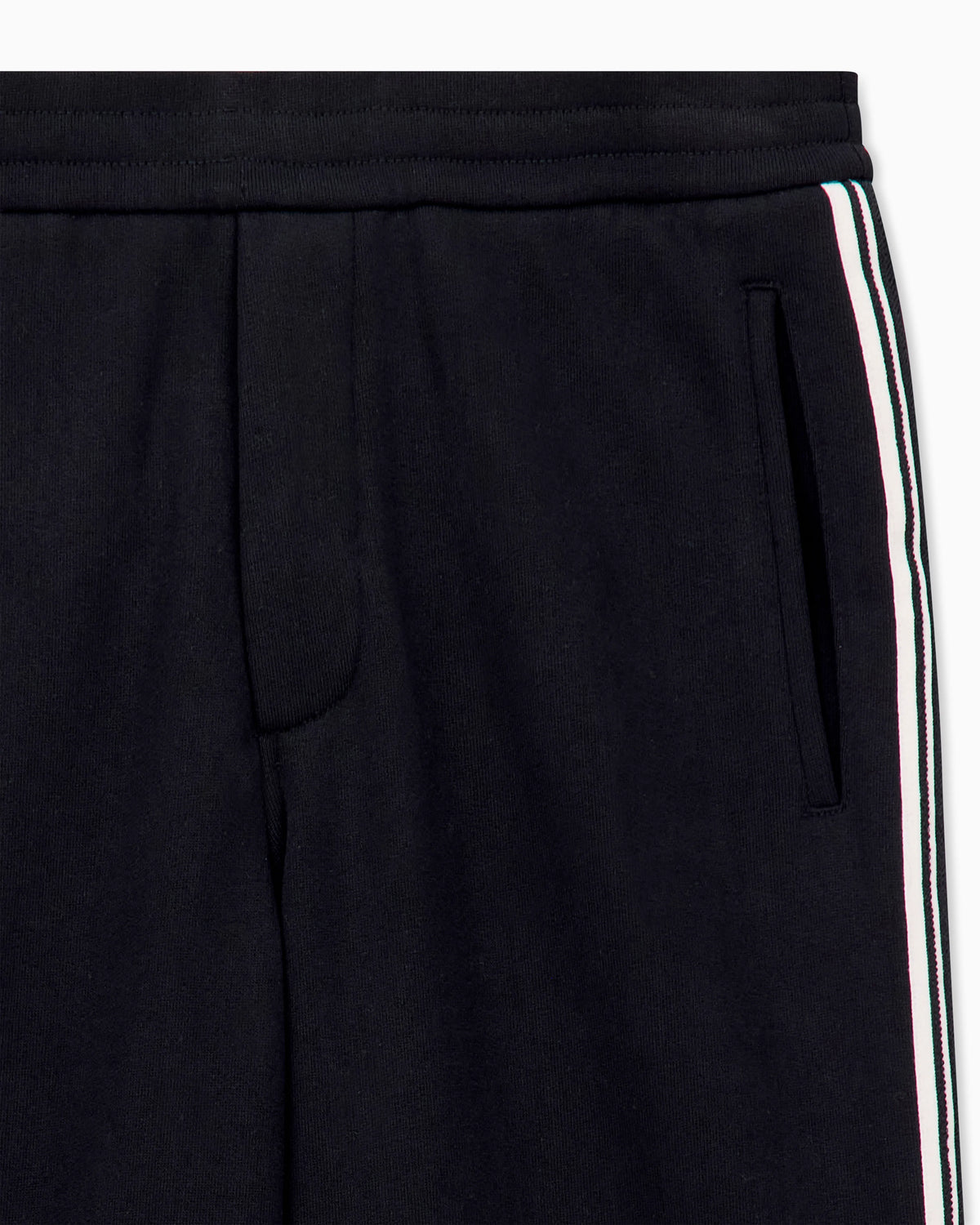 Trousers in cotton French terry with stripes and pockets