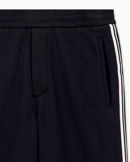 Trousers in cotton French terry with stripes and pockets
