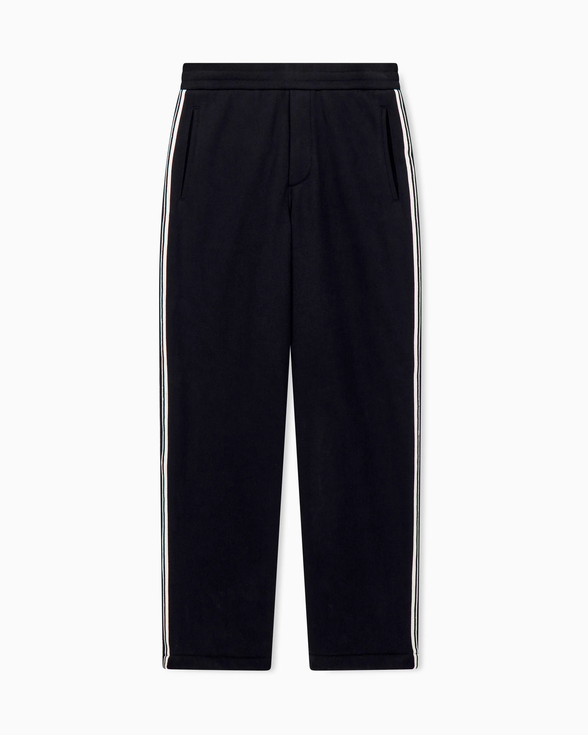 Trousers in cotton French terry with stripes and pockets